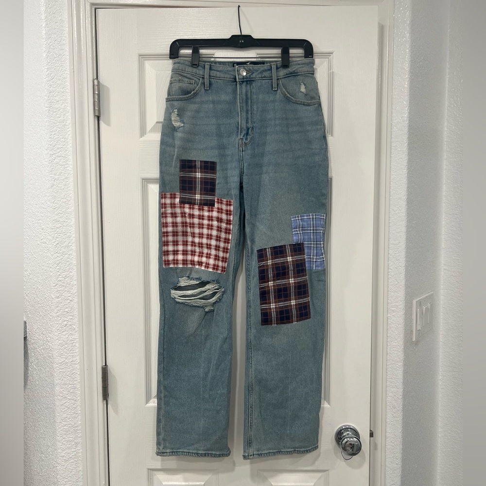 Hollister Ripped Jeans with Plaid Patches